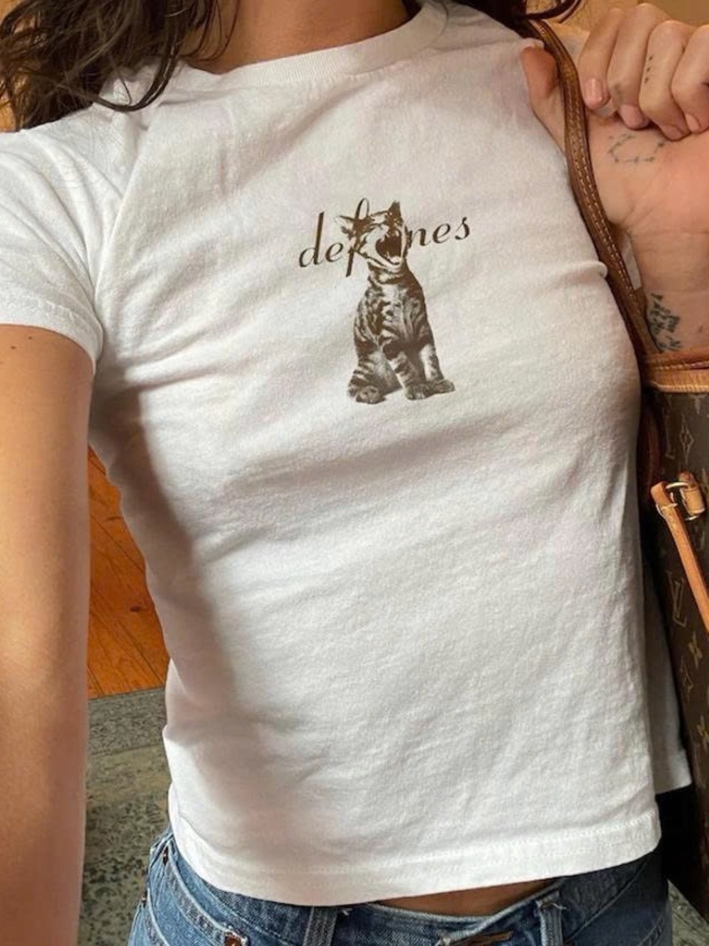 Deftones Cat Graphic Pet Tee with graphic Print